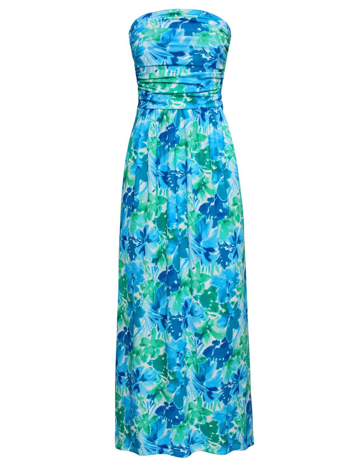 Women's Strapless Pleated Maxi Dress with Pockets