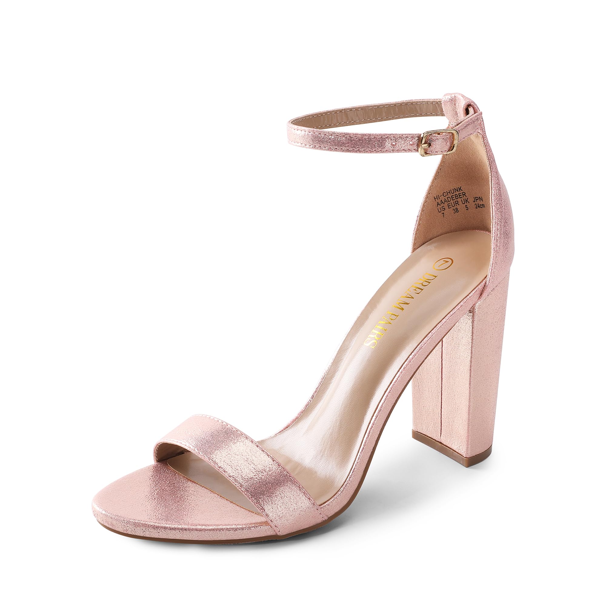 DREAM PAIRS Women's Hi-Chunk 4" Chunky Heel Sandals | Open Toe Ankle Strap | Vegan Leather