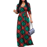 FANDEE Plus Size Maxi Dress for Women – Boho Floral V-Neck 3/4 Sleeve Summer Sundress