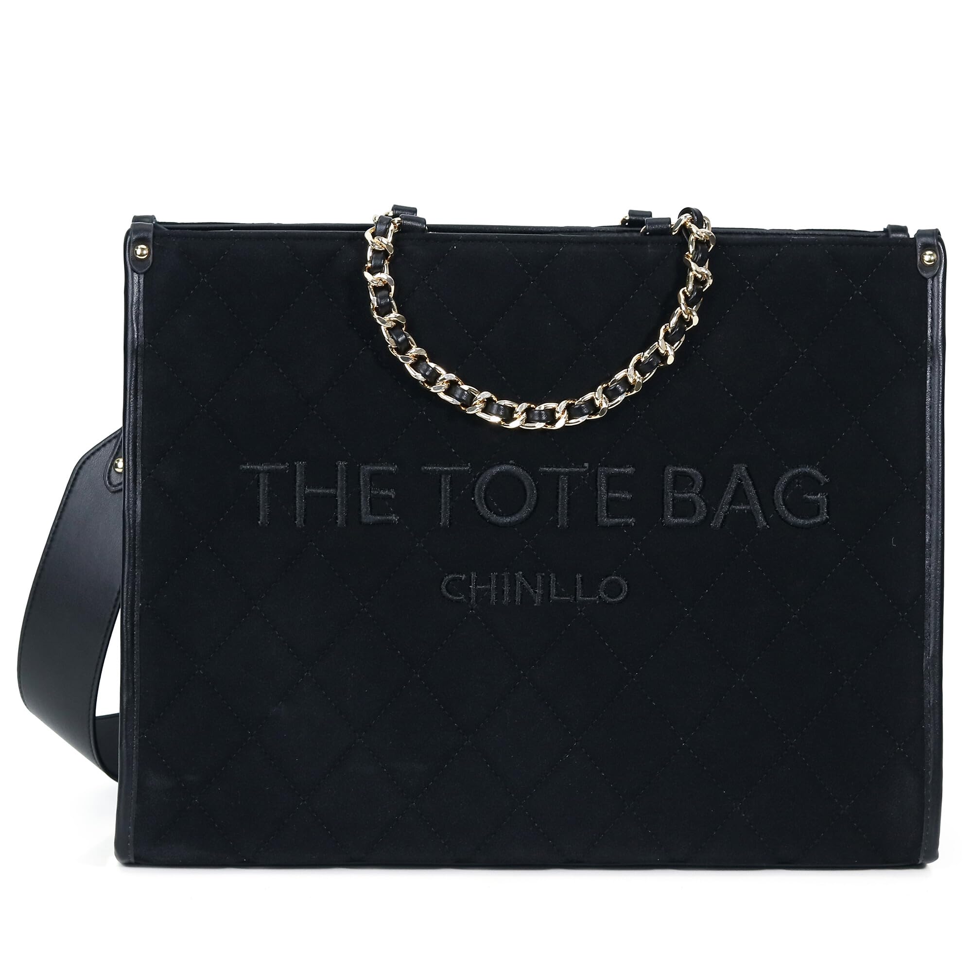 Chinllo Women's Quilted Tote Bag | Top Handle Satchel with Shoulder Strap | S, M, L