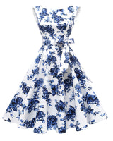 Women's Boatneck Sleeveless Swing Vintage 1950s Cocktail Dress