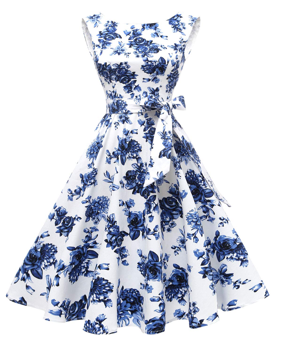 Women's Boatneck Sleeveless Swing Vintage 1950s Cocktail Dress