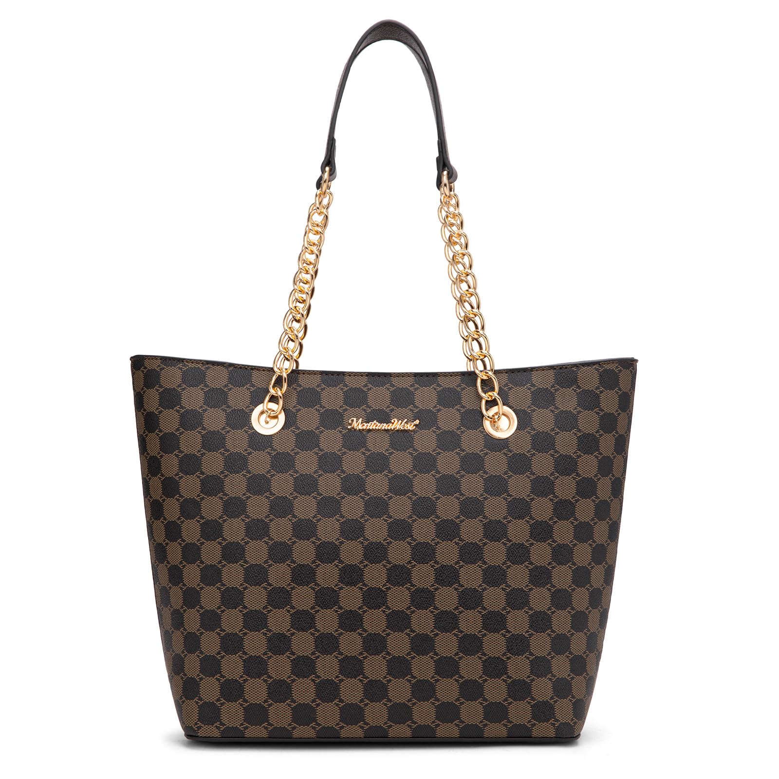 Montana West Women's Chain Top-Handle Tote Bag | Large Capacity Vegan Leather Handbag | 90-Day Warranty
