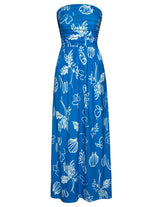 Women's Strapless Pleated Maxi Dress with Pockets