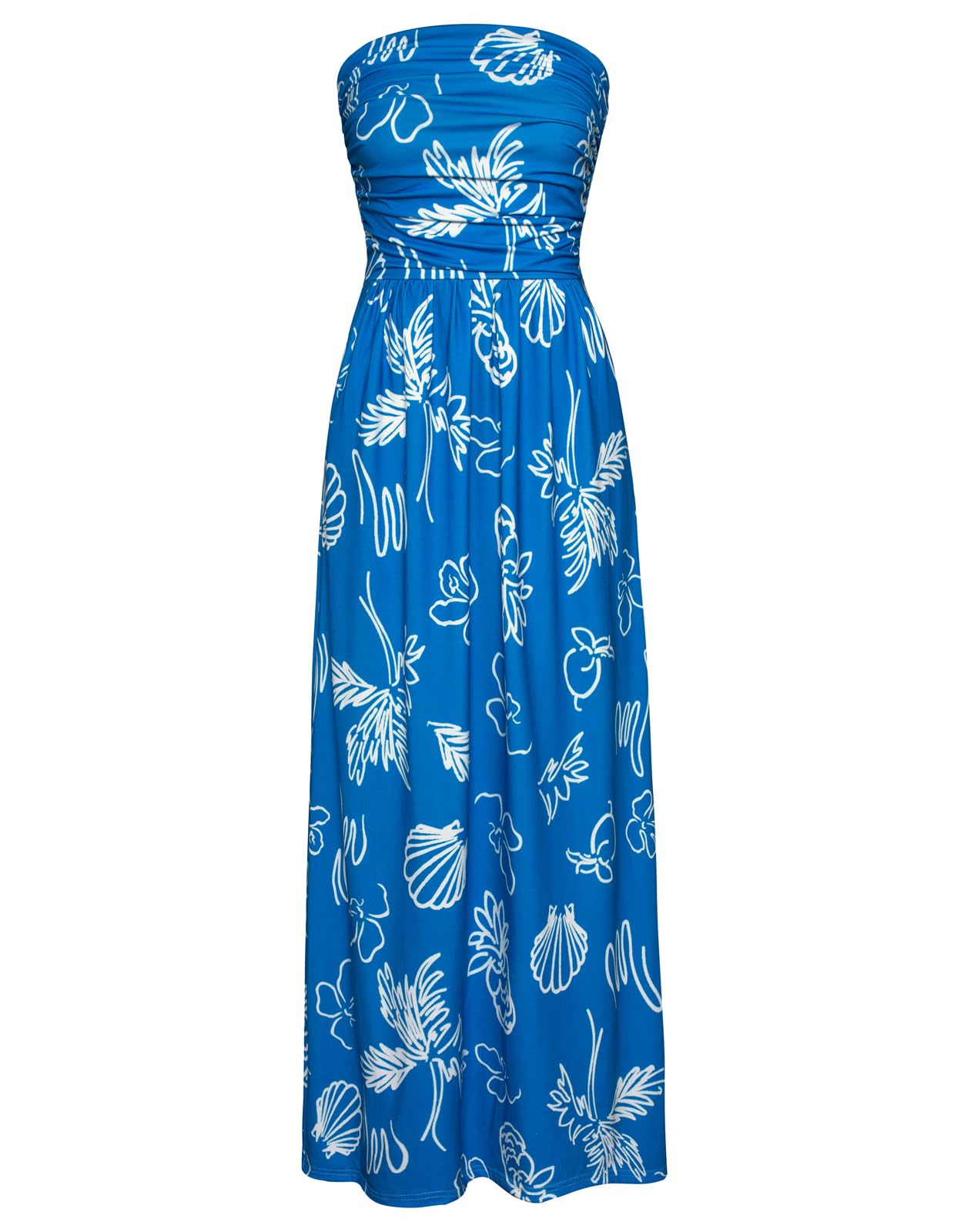Women's Strapless Pleated Maxi Dress with Pockets