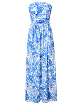 Women's Strapless Pleated Maxi Dress with Pockets