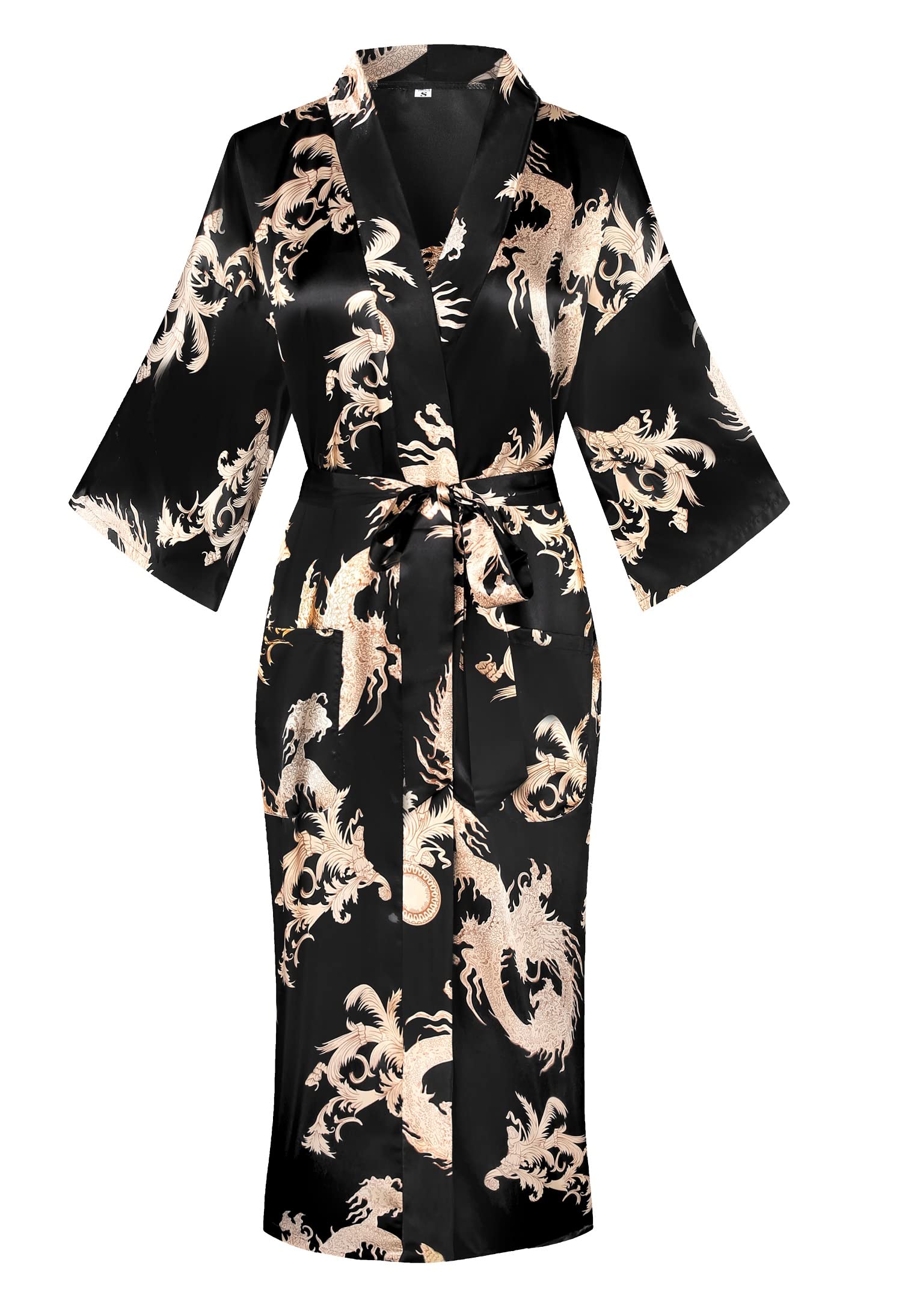 Women's Floral/Patterned Silky Kimono Robes Long Satin Bathrobes Sleepwear Loungewear
