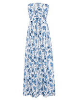 Women's Strapless Pleated Maxi Dress with Pockets