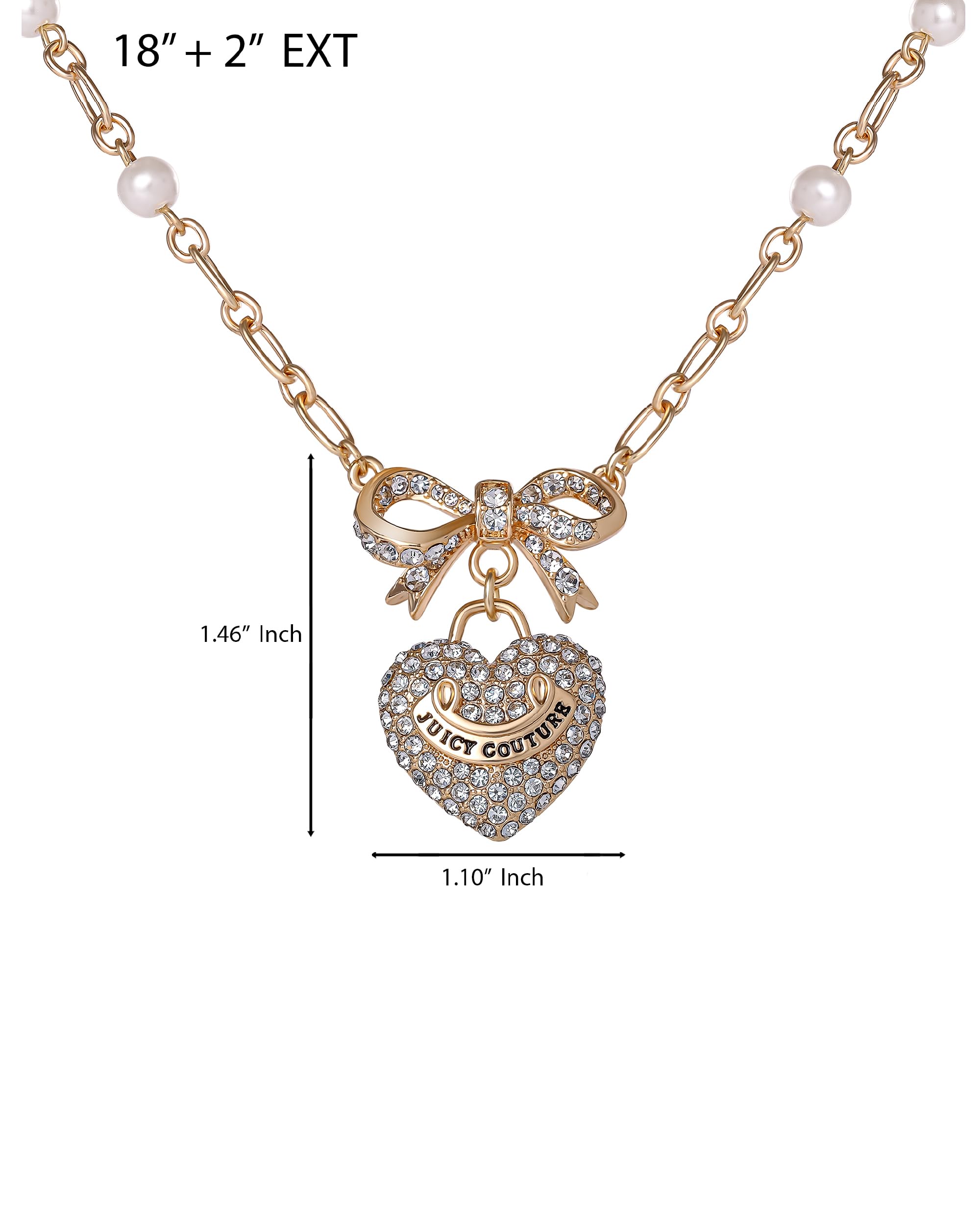 Juicy Couture Gold-Tone Logo Heart Pendant Necklace for Women