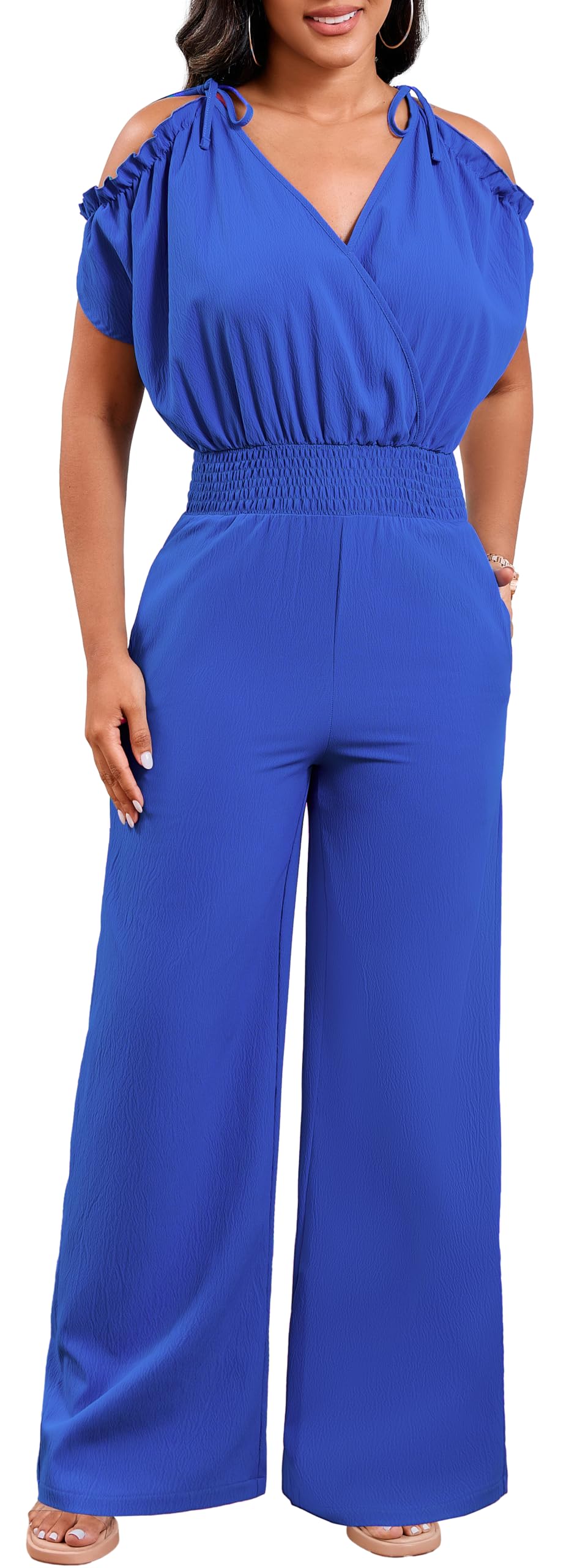 Off the Shoulder Jumpsuit for Women – Elegant Long Pants with Pockets