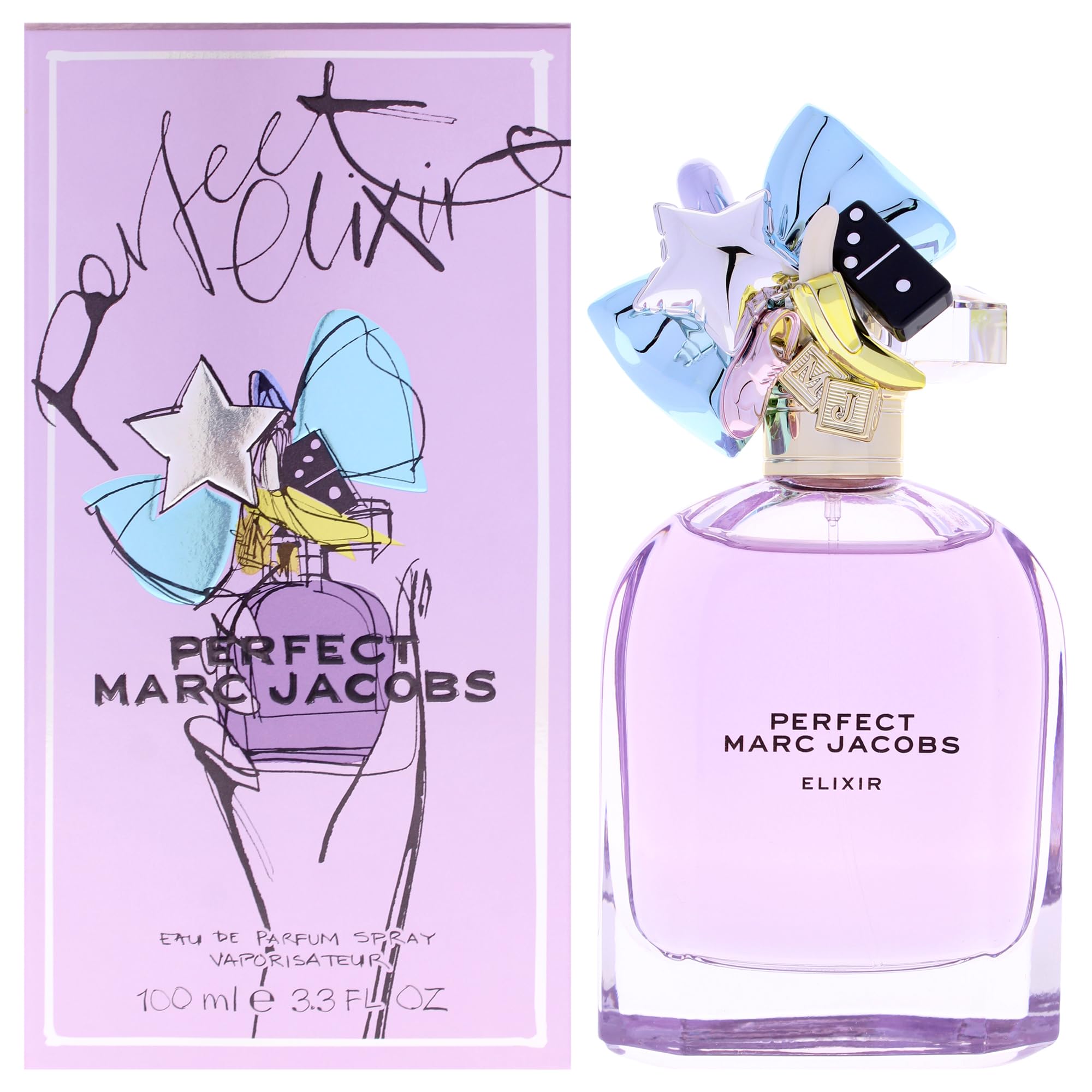 Marc Jacobs Perfect Elixir Eau de Parfum – Ambery Floral Women's Perfume – With Notes of Purple Rhubarb, Golden Amber Woods & Vanilla Bean Extract - Vegan Fragrance