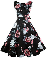 Women's Boatneck Sleeveless Swing Vintage 1950s Cocktail Dress