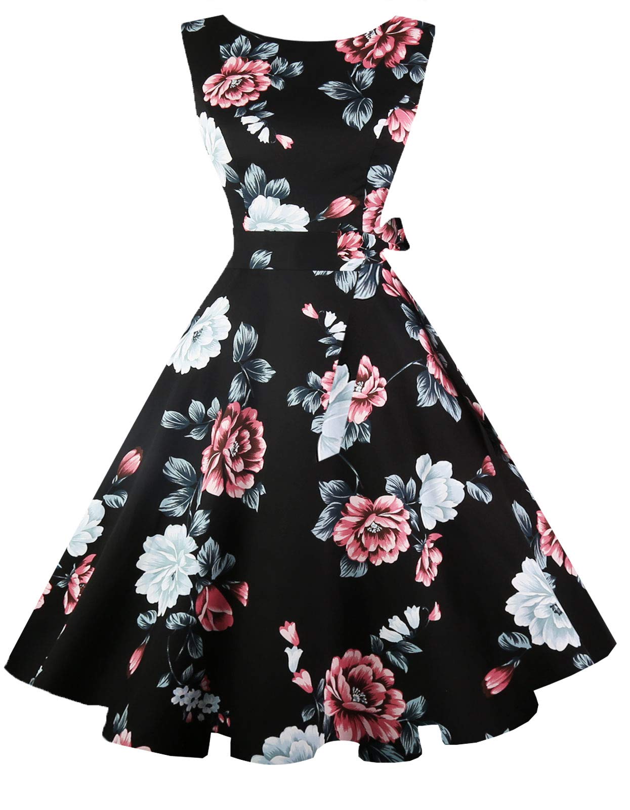 Women's Boatneck Sleeveless Swing Vintage 1950s Cocktail Dress