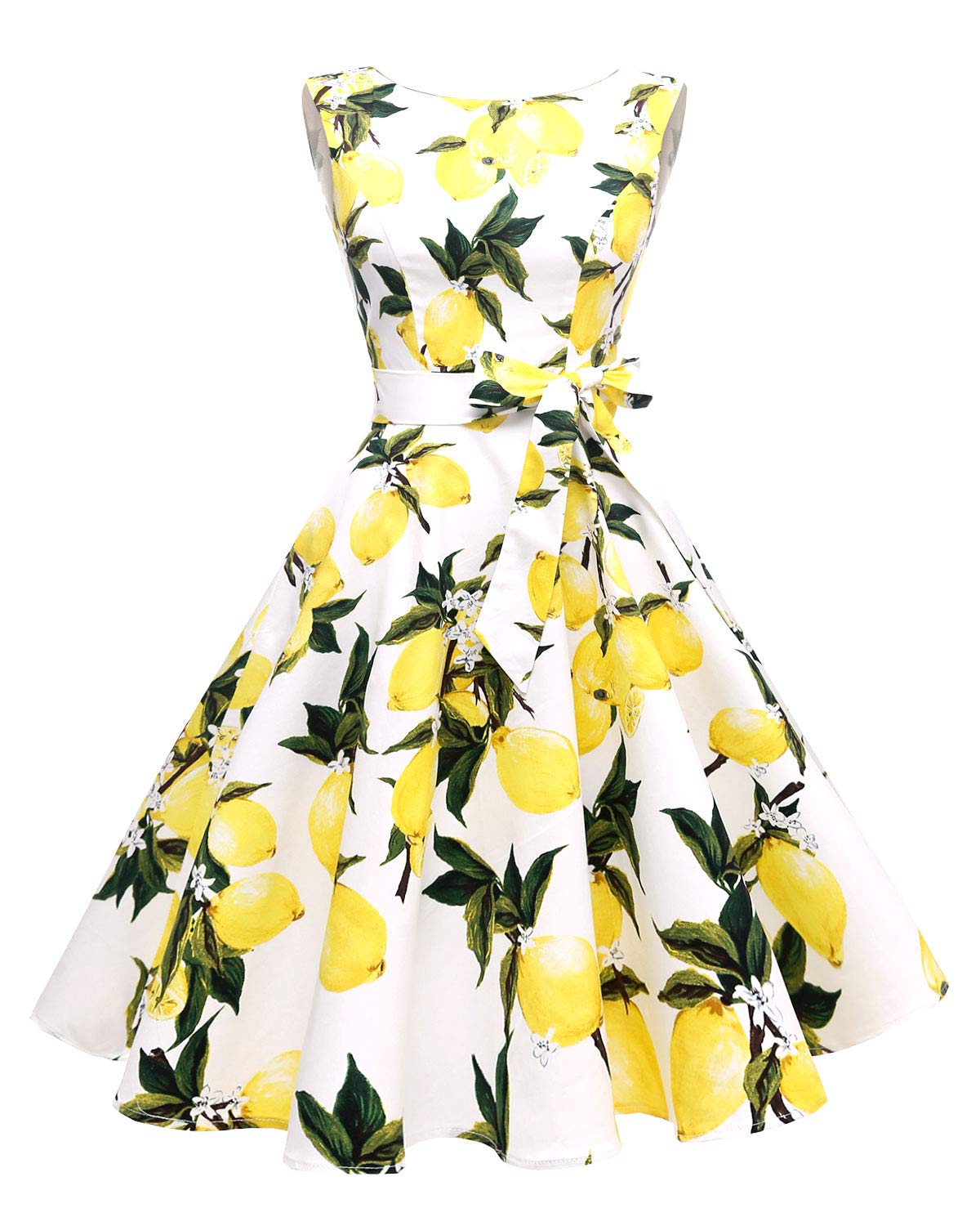 Women's Boatneck Sleeveless Swing Vintage 1950s Cocktail Dress