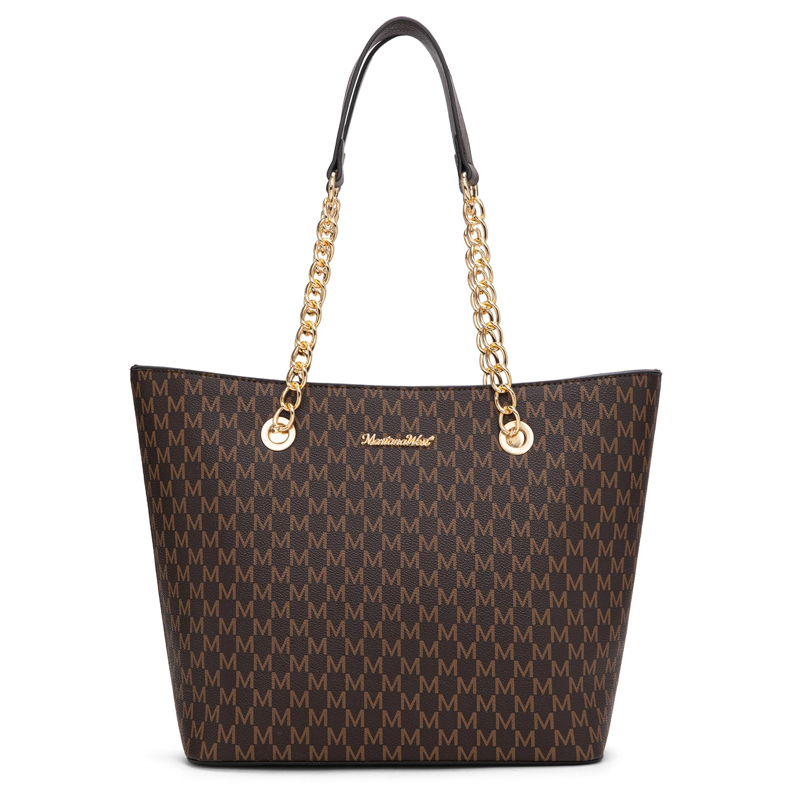 Montana West Women's Chain Top-Handle Tote Bag | Large Capacity Vegan Leather Handbag | 90-Day Warranty