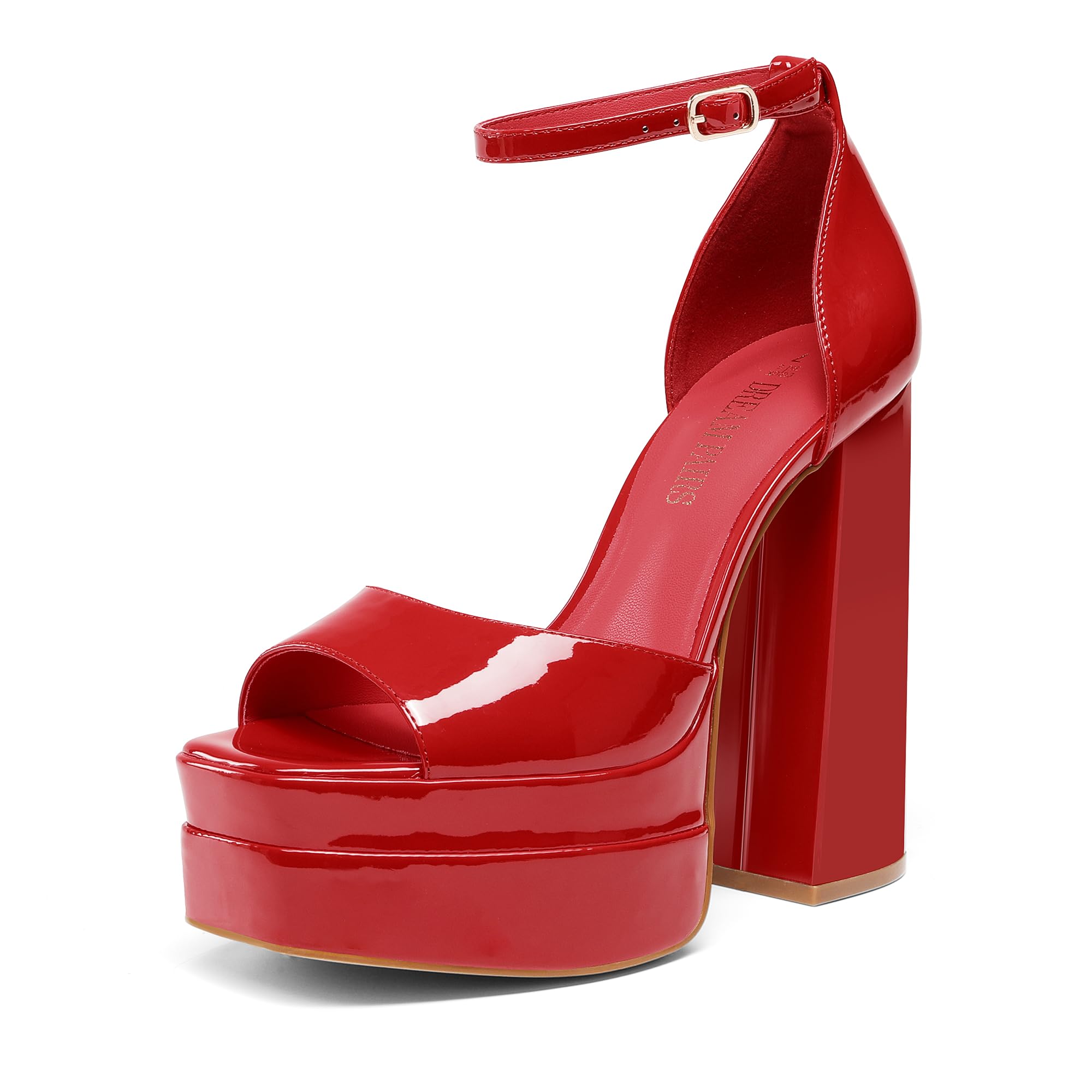 DREAM PAIRS Women's 5.5" Chunky Block Platform Heel Sandals | Open Square Toe Ankle Strap