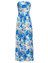 Women's Strapless Pleated Maxi Dress with Pockets