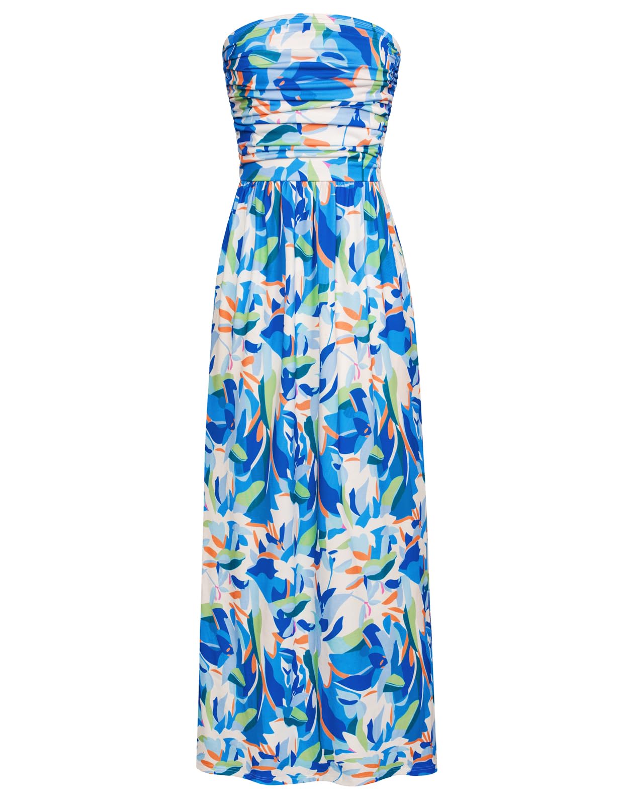 Women's Strapless Pleated Maxi Dress with Pockets