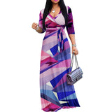 FANDEE Plus Size Maxi Dress for Women – Boho Floral V-Neck 3/4 Sleeve Summer Sundress