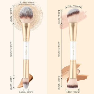 Makeup Brushes Duo End Foundation Contour Powder and Buffer Brush Bronzer Double Makeup Brush Set 2Pcs White