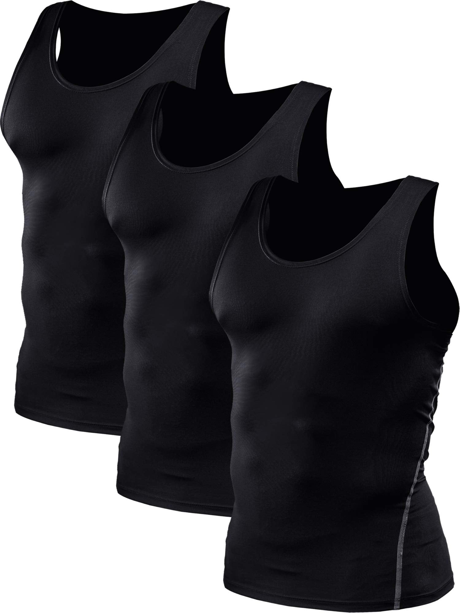 NELEUS Men's Athletic Compression Tank Top - Base Layer Sport Undershirt 3-Pack