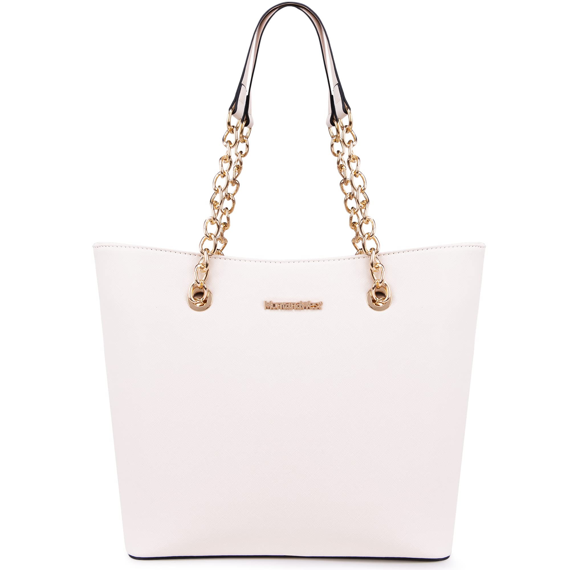Montana West Women's Chain Top-Handle Tote Bag | Large Capacity Vegan Leather Handbag | 90-Day Warranty