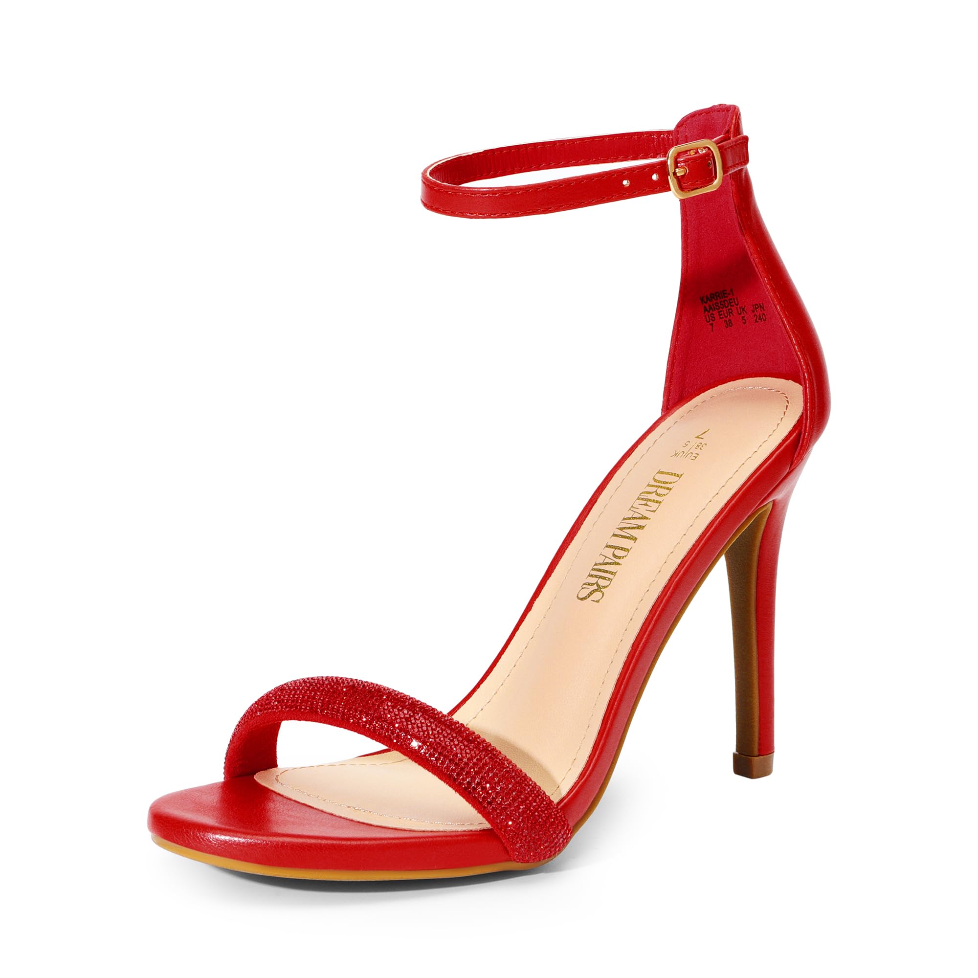DREAM PAIRS Women's Stiletto Heels Sandals - Open Toe Ankle Strap High Heels