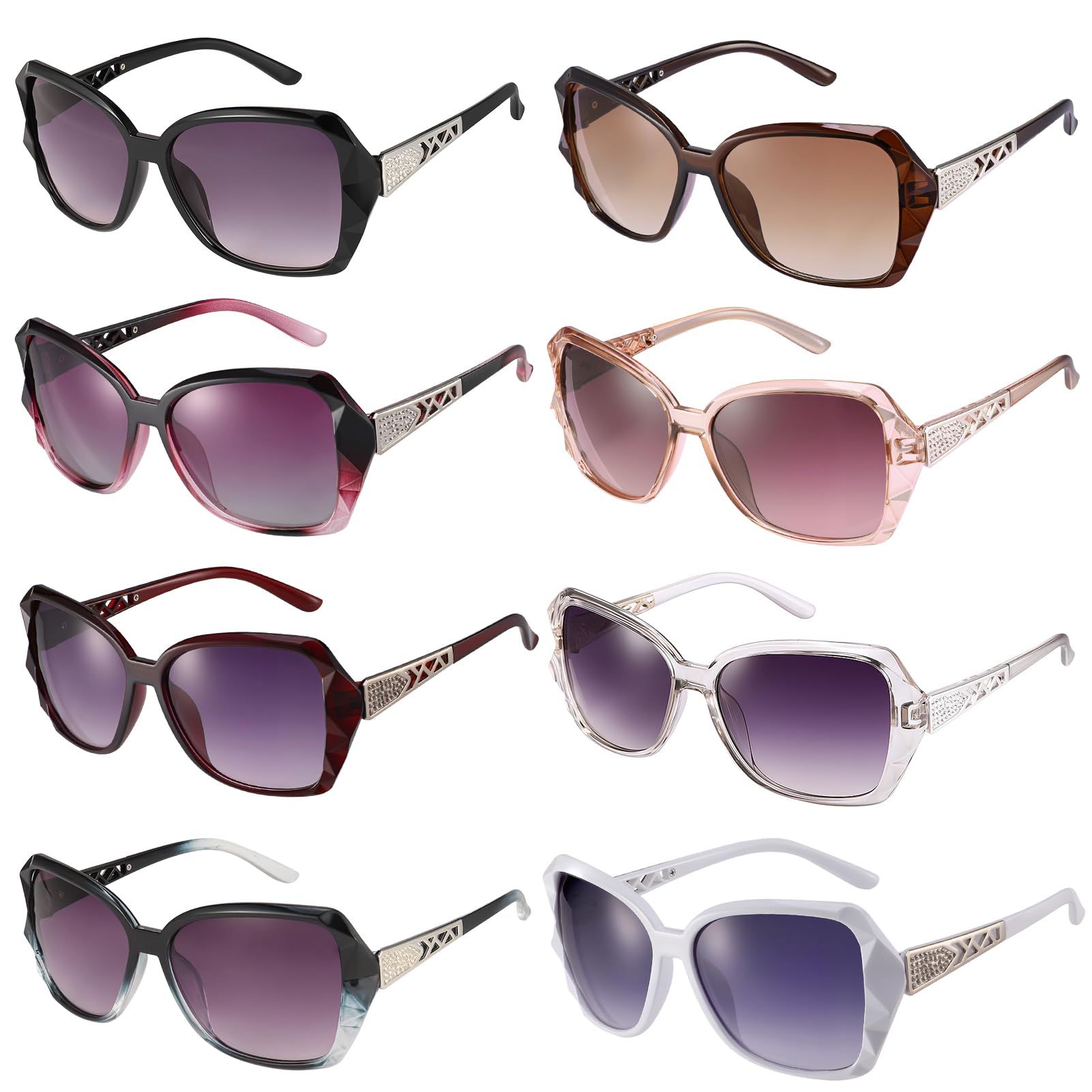 Oversized Rhinestone Sunglasses Set - Dazzling look.