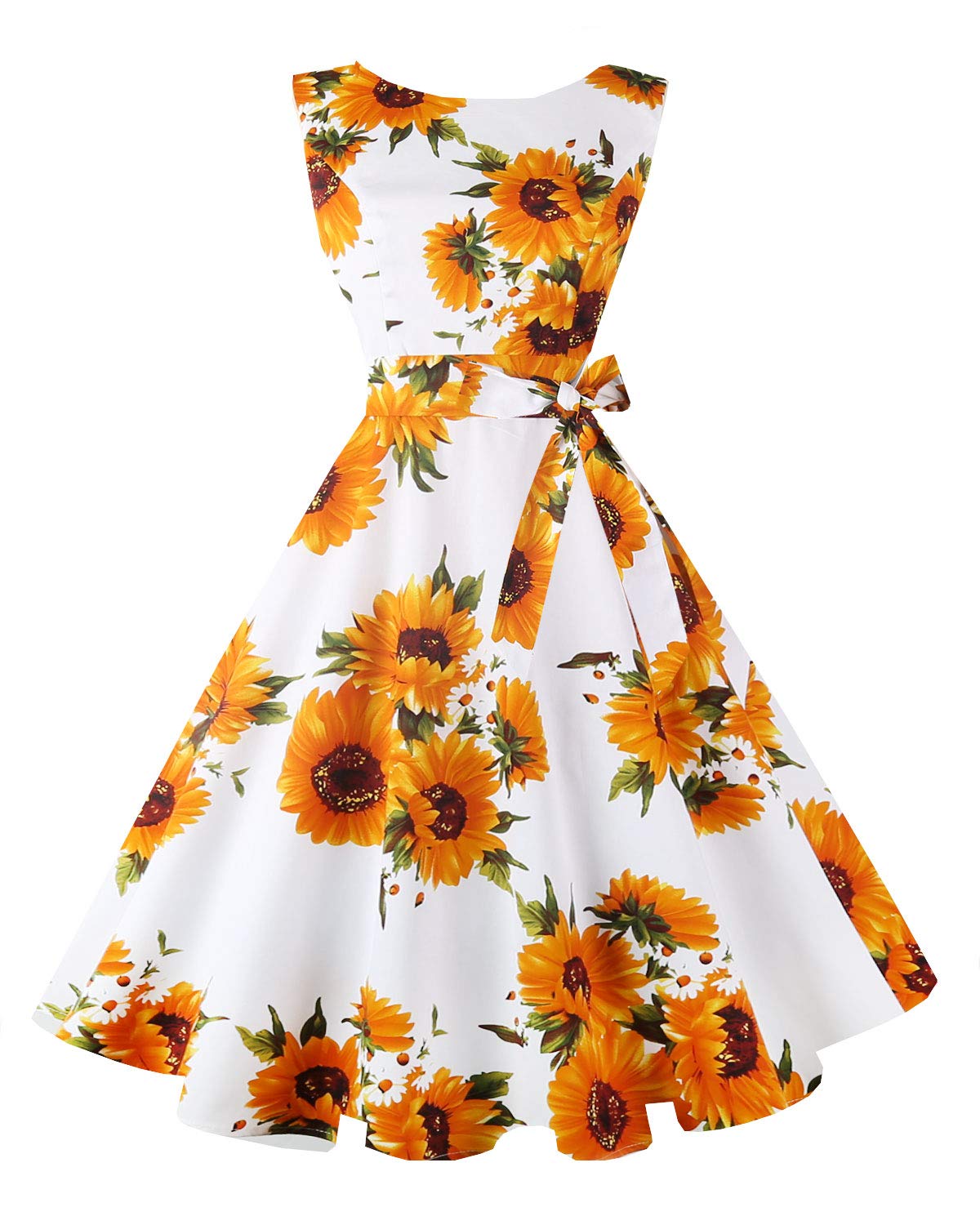 Women's Boatneck Sleeveless Swing Vintage 1950s Cocktail Dress