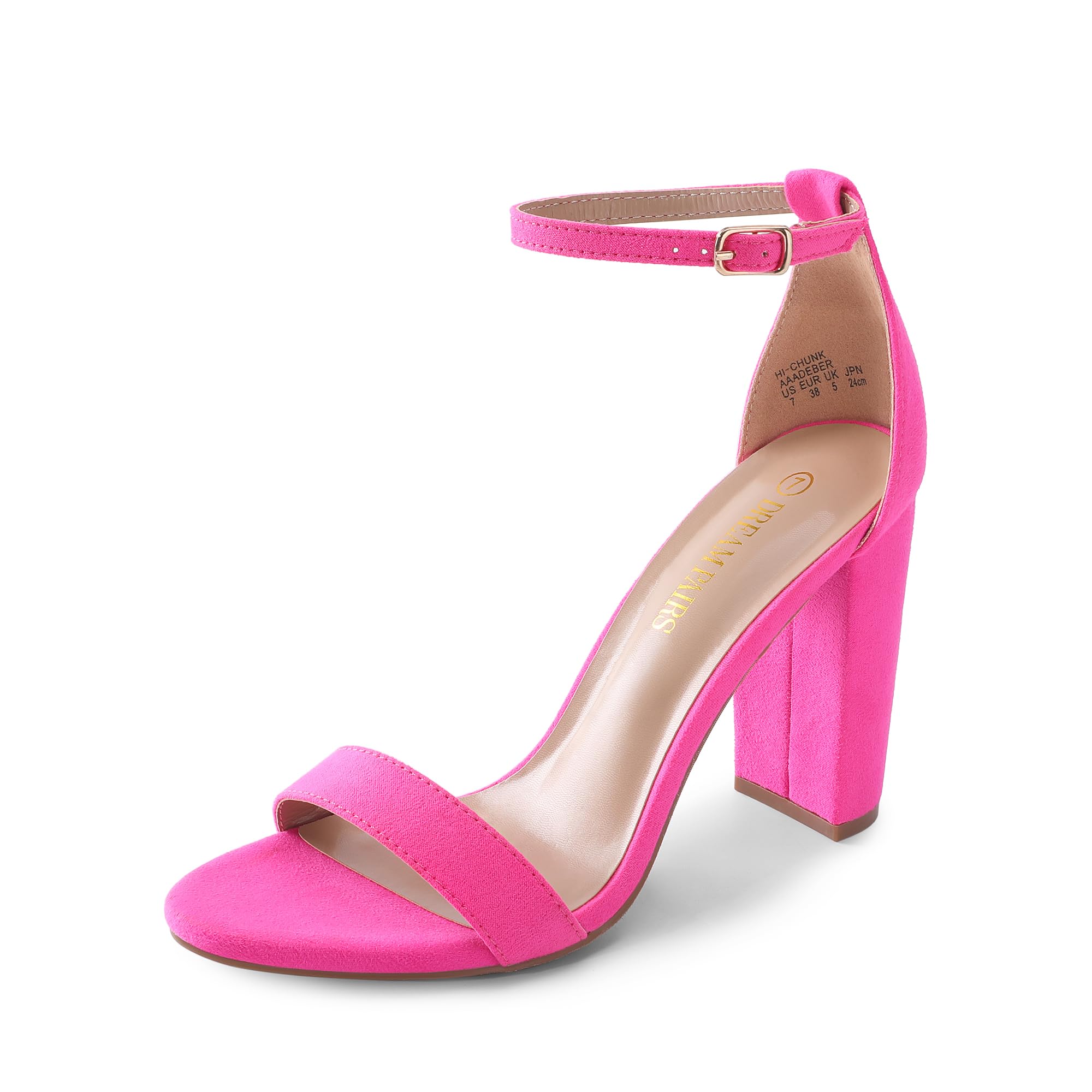 DREAM PAIRS Women's Hi-Chunk 4" Chunky Heel Sandals | Open Toe Ankle Strap | Vegan Leather