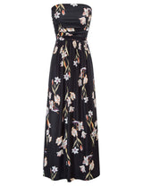 Women's Strapless Pleated Maxi Dress with Pockets