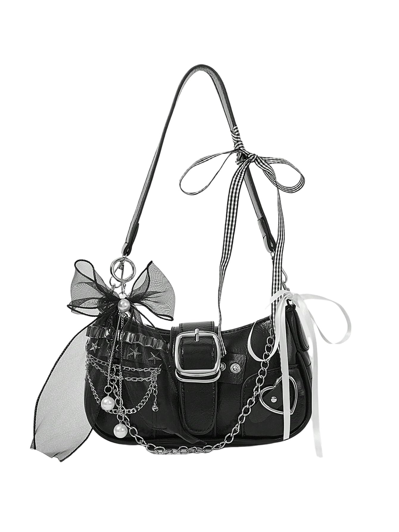 Verdusa Women's Y2K Star Mini Chain Hobo Bag | PU Leather Shoulder Purse | 21 Colors
