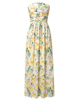 Women's Strapless Pleated Maxi Dress with Pockets