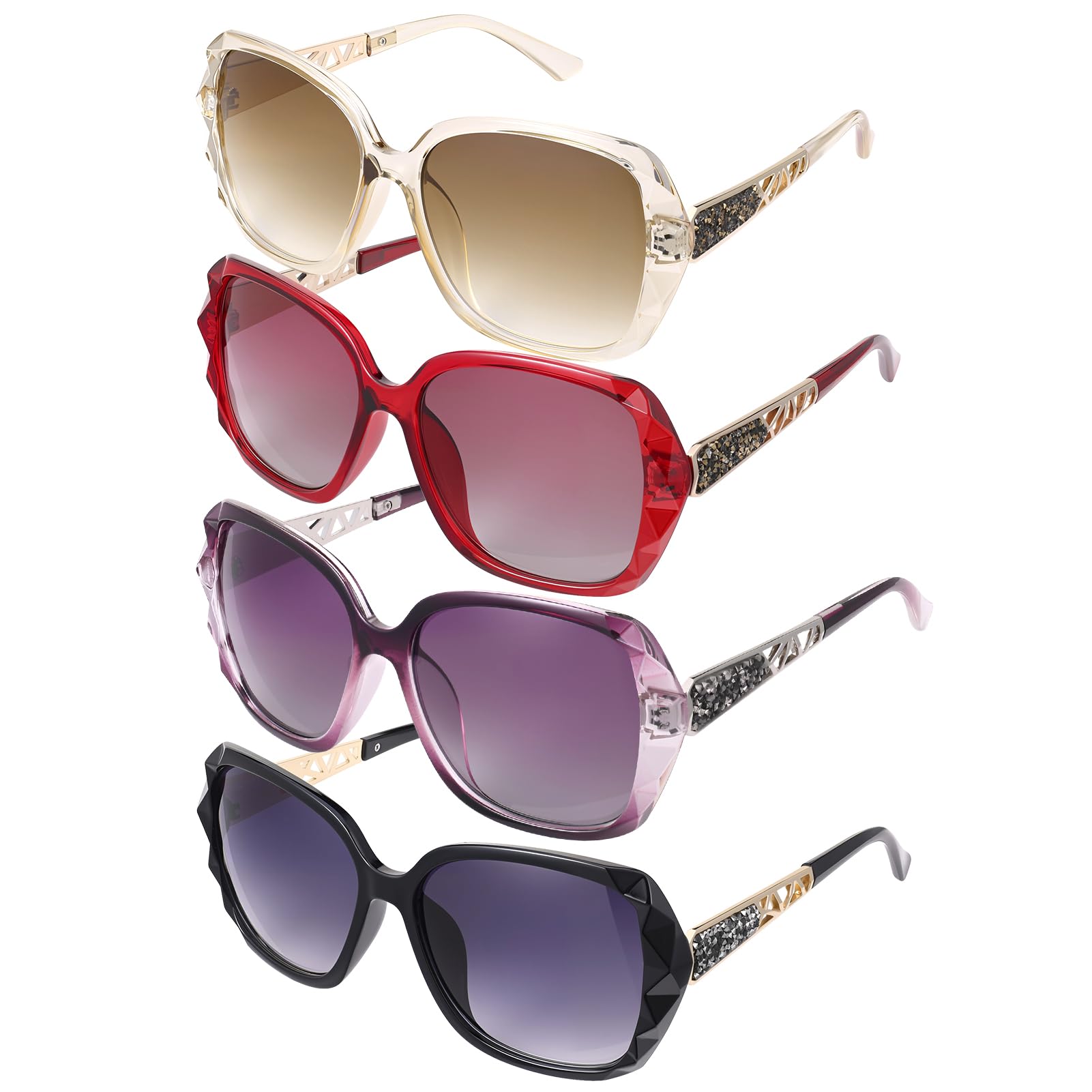 Oversized Rhinestone Sunglasses Set - Dazzling look.
