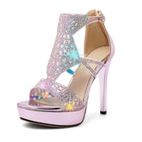 Eldof Women's Rhinestone Strappy Platform Heeled Sandals | Open Toe | 23 Colors