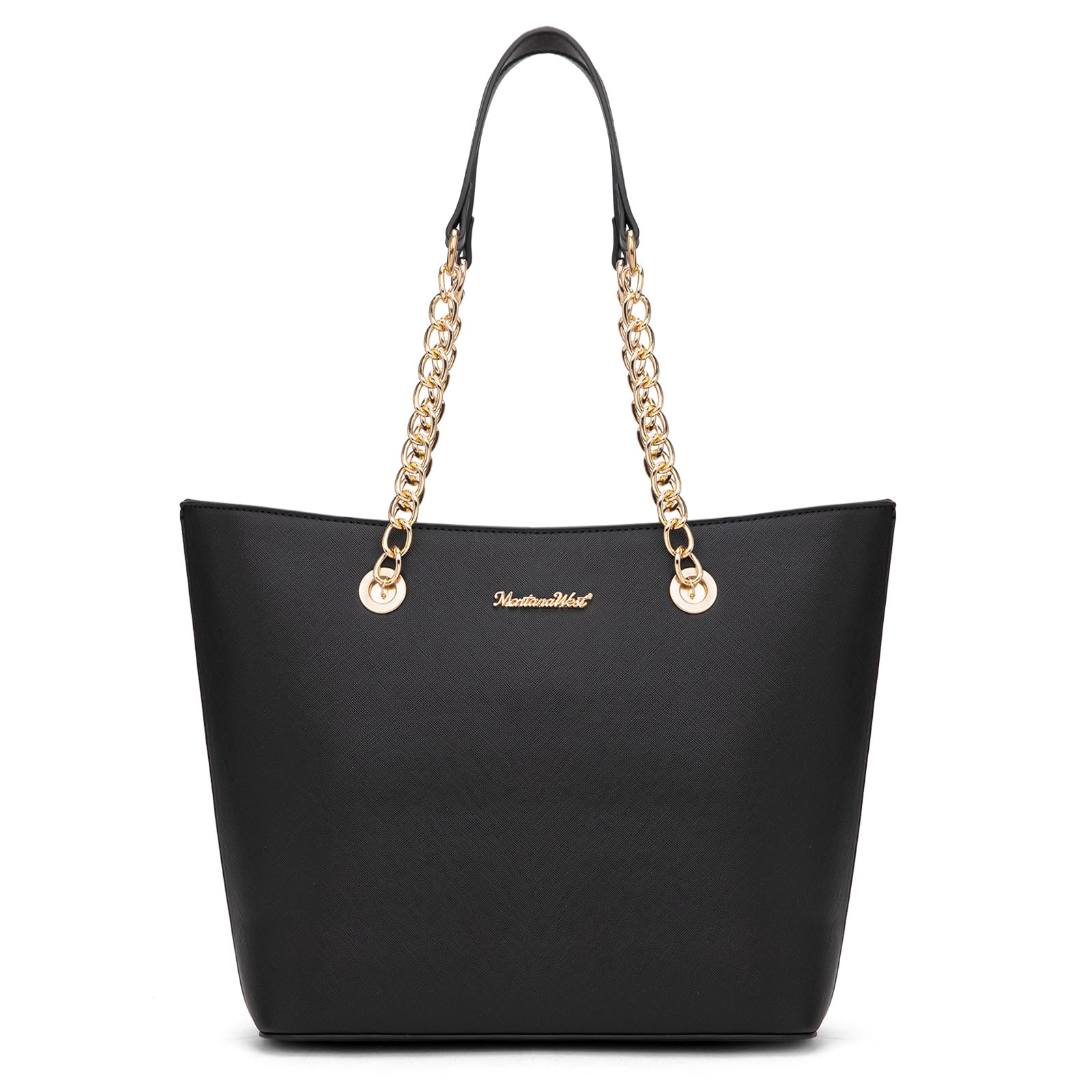 Montana West Women's Chain Top-Handle Tote Bag | Large Capacity Vegan Leather Handbag | 90-Day Warranty