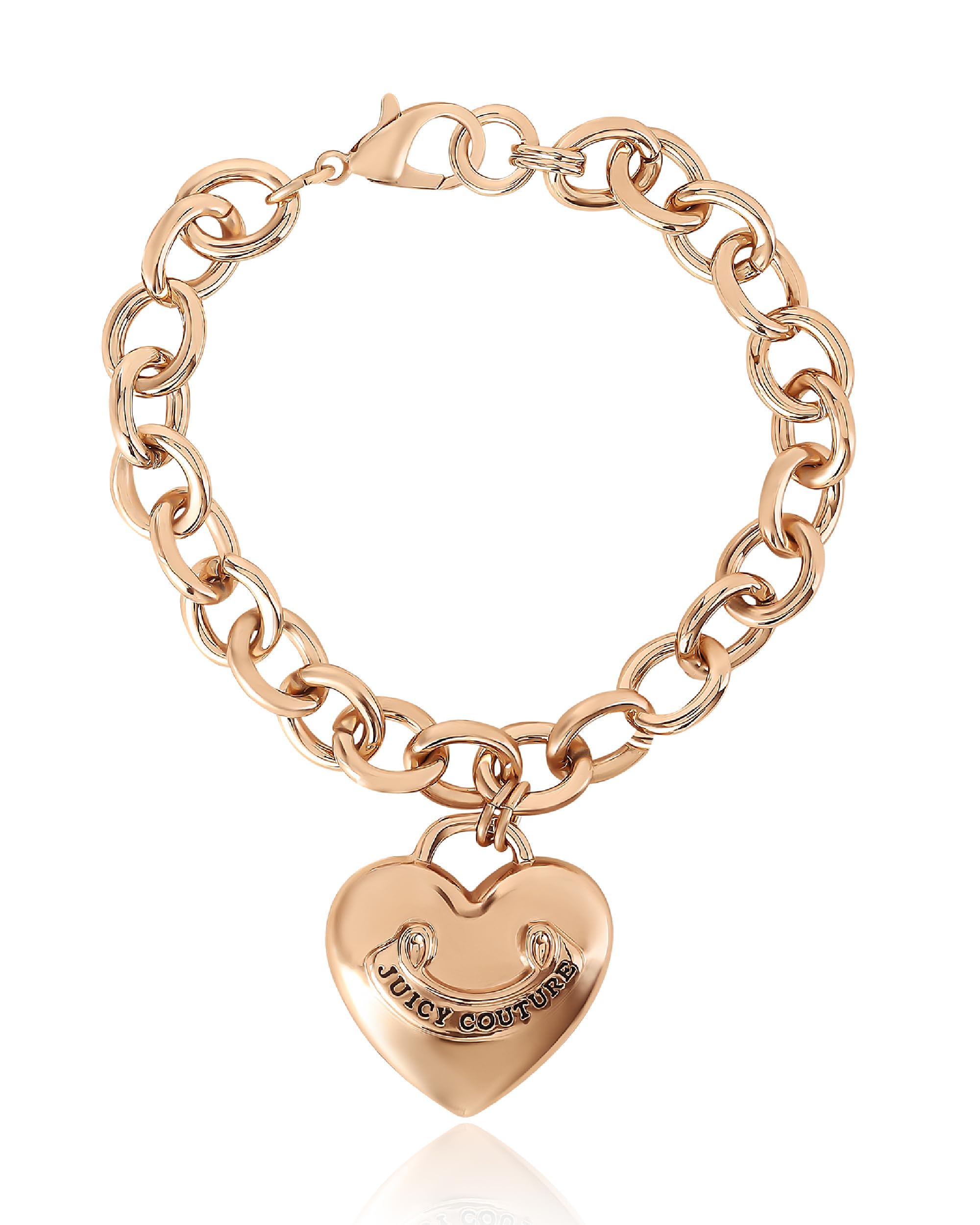 Juicy Couture Heart Charm Bracelet | Gold & Silver Tone | Toggle & Lobster Clasp | Gift for Her