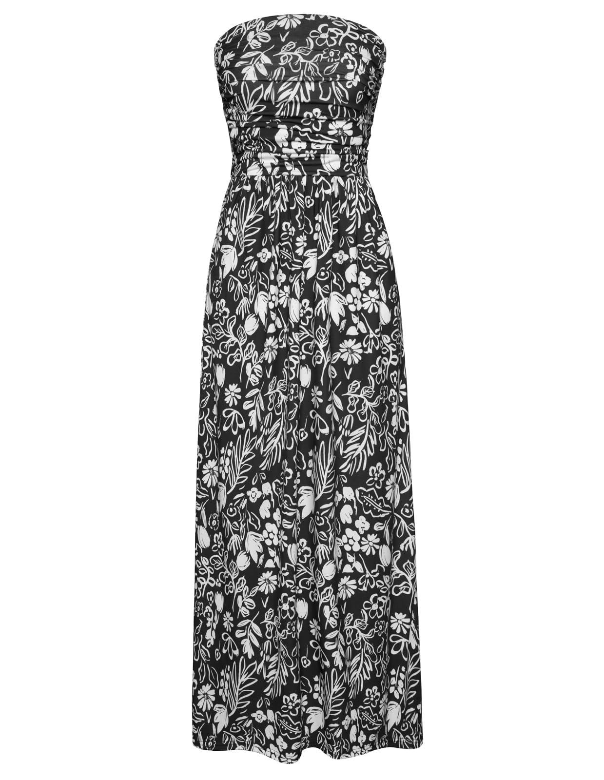 Women's Strapless Pleated Maxi Dress with Pockets