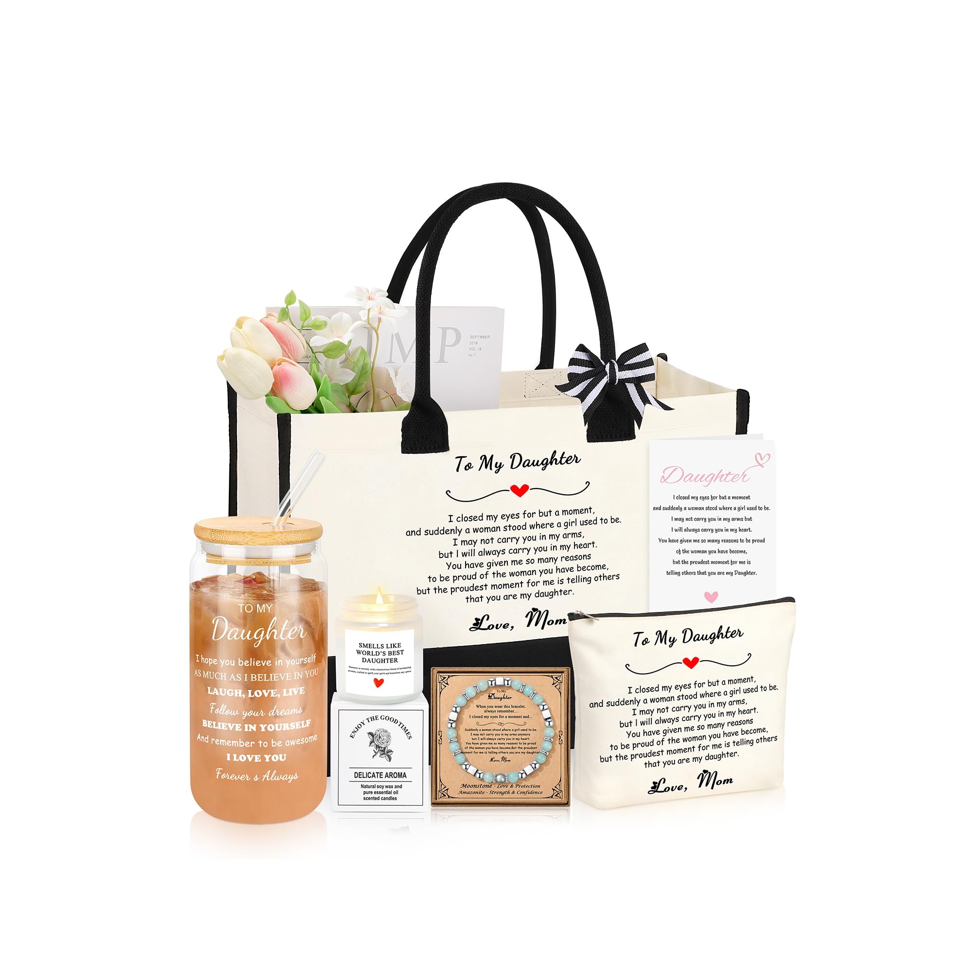 Women's Gift Basket Set of 6 – Tote, Cup, Candle & More