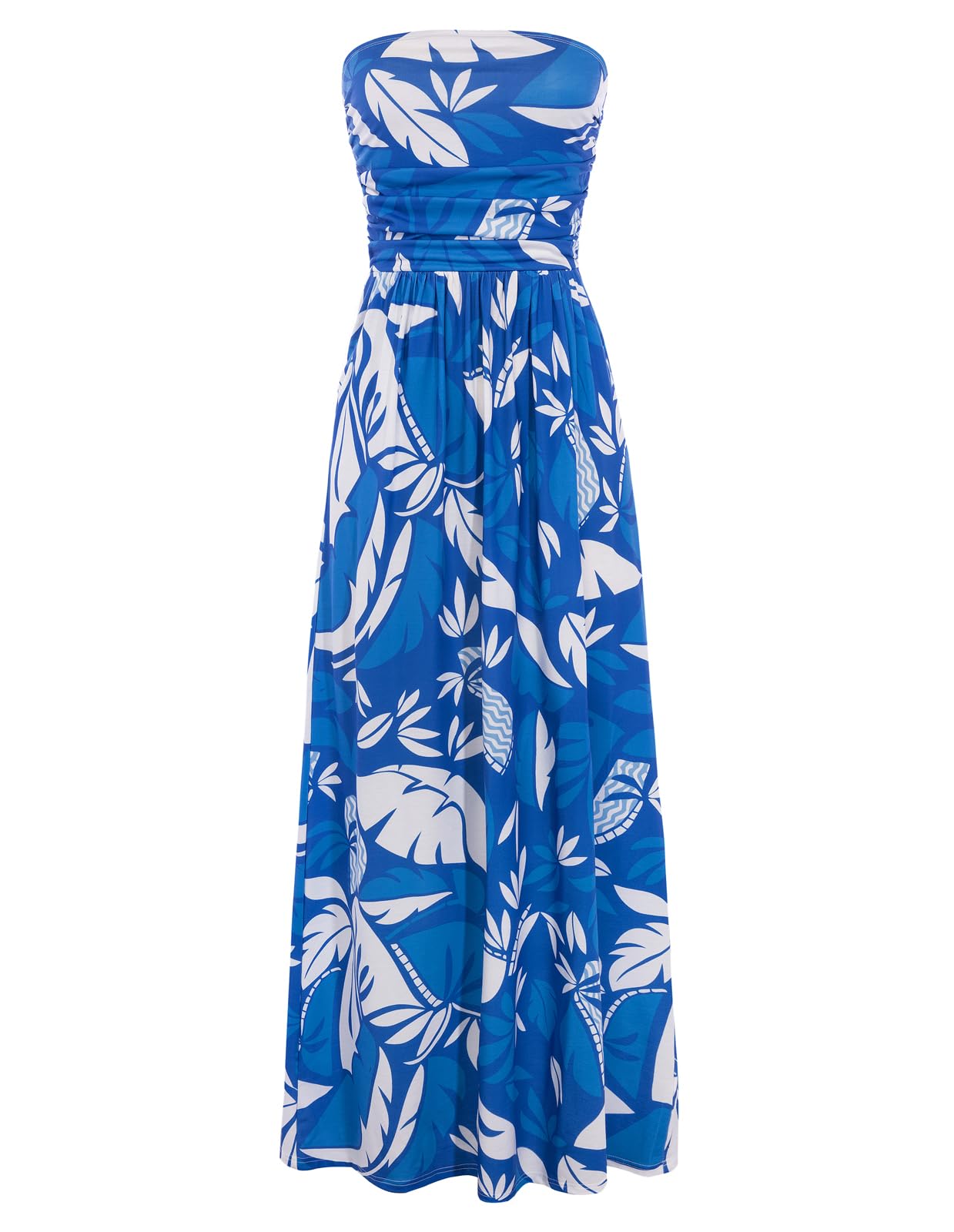 Women's Strapless Pleated Maxi Dress with Pockets