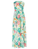 Women's Strapless Pleated Maxi Dress with Pockets