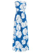 Women's Strapless Pleated Maxi Dress with Pockets