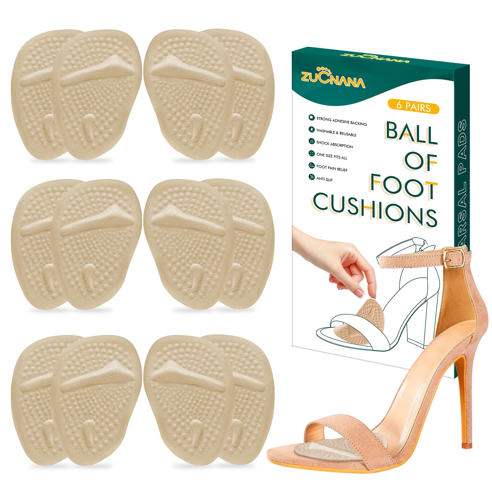 Metatarsal Pads for Women – Ball of Foot Cushions for Pain Relief, Reusable Medical-Grade Silicone Shoe Inserts