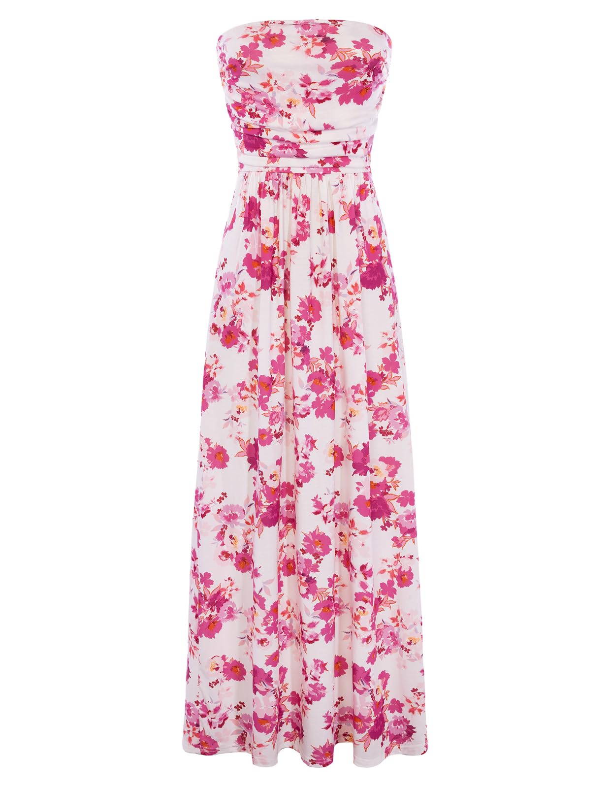 Women's Strapless Pleated Maxi Dress with Pockets