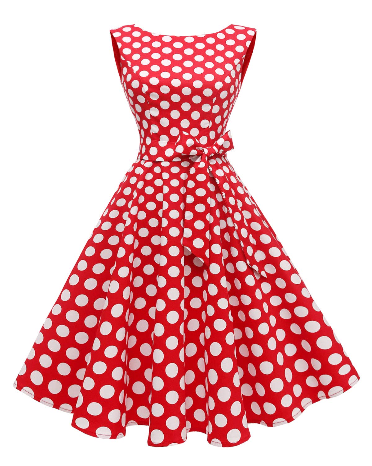 Women's Boatneck Sleeveless Swing Vintage 1950s Cocktail Dress