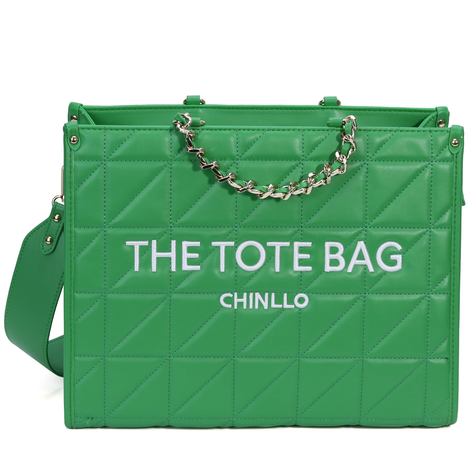 Chinllo Women's Quilted Tote Bag | Top Handle Satchel with Shoulder Strap | S, M, L