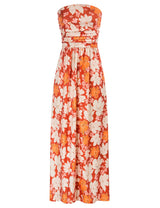 Women's Strapless Pleated Maxi Dress with Pockets