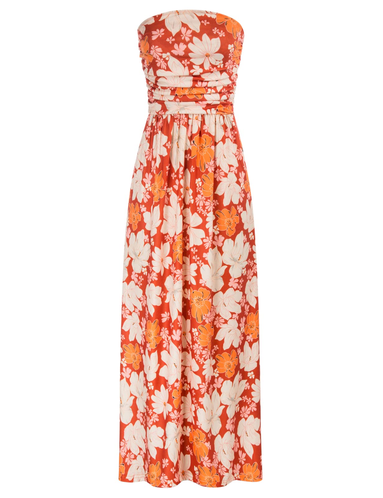 Women's Strapless Pleated Maxi Dress with Pockets