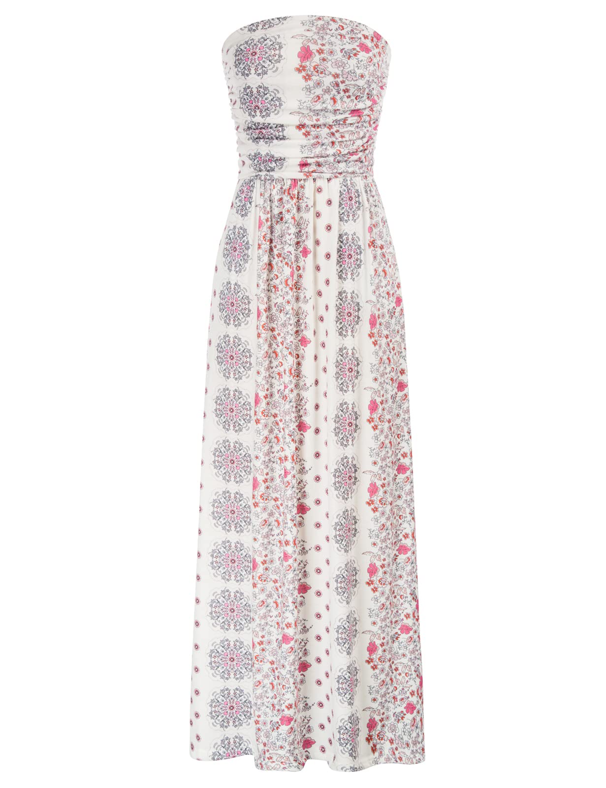 Women's Strapless Pleated Maxi Dress with Pockets