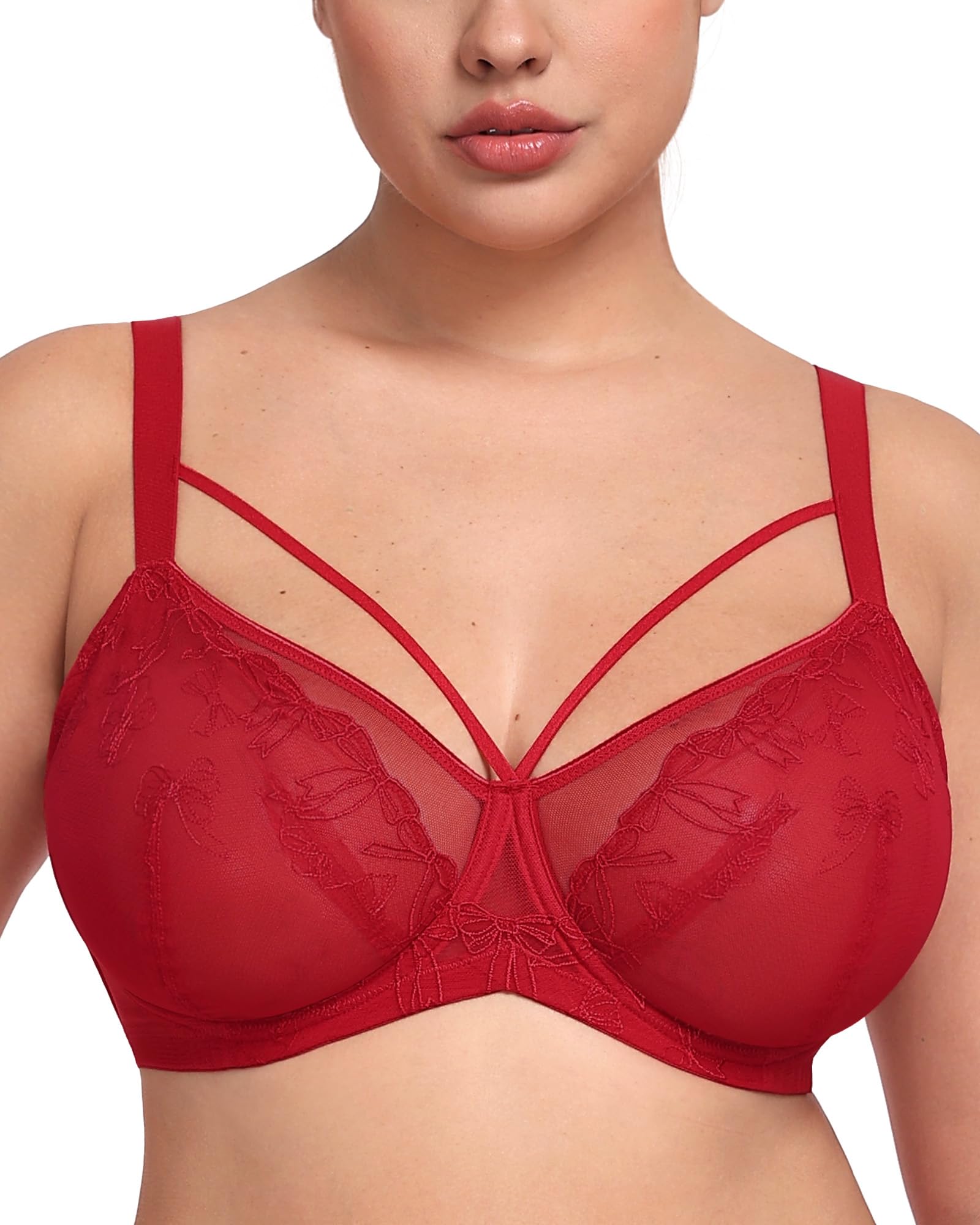 HSIA Minimizer Bras for Women Unlined Underwire Lace Bras for Large Breasts